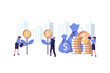 © taufiq - the company is engaged in the joint construction and the cultivation of cash profits flat illustration