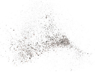 Wall Mural - Cigarette ash scattered, isolated on white background and texture, clipping path