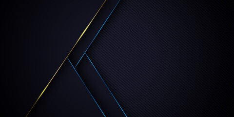 Wall Mural - Dark blue and gold abstract background luxury shapes