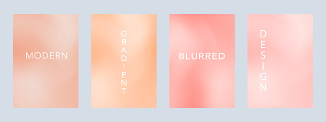 Aufkleber - Abstract Wallpaper, Poster Set Pastel Soft Gradient. Graphic Peach Fuzz color Background. Blurred cream Texture. Vector Modern Banner. 