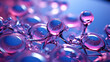Macro wallpaper with Ionized H2O purple water molecules balls, electrolysed, microscopic composition. 3d render style, science and chemistry, moisturizing and hydration.