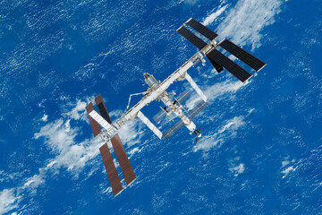 Canvas Print - iss above the surface of planet earth. elements of this image furnished by nasa