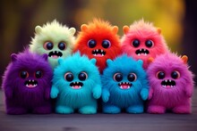 The Rainbow Colors, The 7 Colors, Represent 7 Cute Fluffy Little Monster