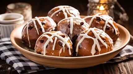 Wall Mural - Assortment of homemade glazed buns.