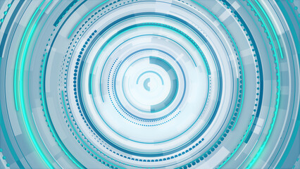 Wall Mural - circle white blue and green neon lines technology hi-tech bright background. abstract graphic digita