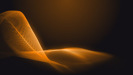 Wall Mural - abstract dot orange gradient wave texture technology background.