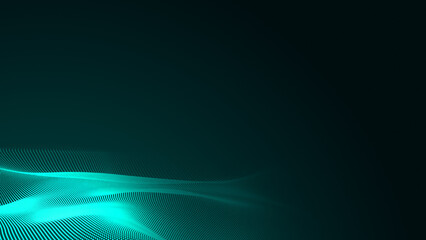Wall Mural - abstract dot green wave gradient texture technology background.