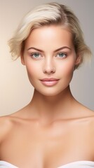 Wall Mural - A beautiful woman model face for skin care background