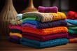 kolorowe ręczniki poskładana równo