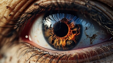 Wall Mural -  a close up of a person's eye with blood on the outside of the iris and the inside of the eye with blood on the outside of the outside of the iris.