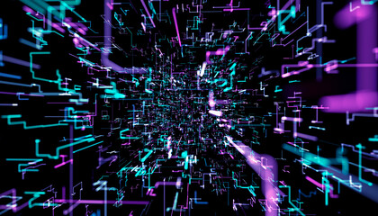 Wall Mural - abstract technology background made of lines