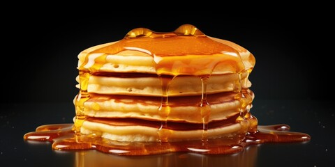 Canvas Print - A stack of pancakes covered in delicious syrup. Perfect for breakfast or brunch