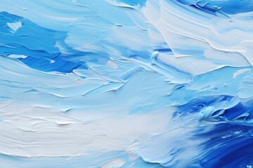 Poster - A close-up view of a painting showcasing blue and white paint. Perfect for adding a touch of color and texture to any artistic project