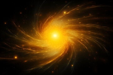 Wall Mural - abstract yellow cosmos object pulsar in dark space among stars