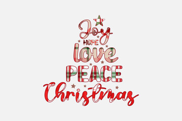 Canvas Print - Joy hope love Peace Christmas plaid pattern typography t shirt design sublimation