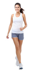 Health. Conscious Woman on Morning Jog Isolated on a Transparent Background. Cutout PNG.