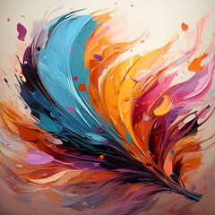 Canvas Print - abstract colored feather background