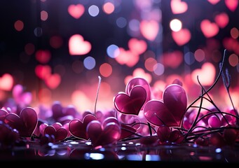 a very pretty pink wallpaper with a lot of hearts on it's side and a black background with a pink he