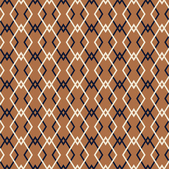 Wall Mural - Seamless abstract brown net geometric pattern. Retro style repeat background for fabric, textile print or wallpaper design. Vector Illustration.