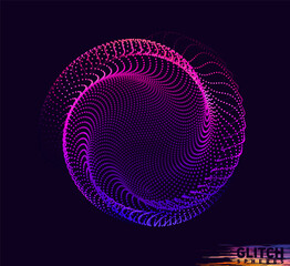 Wall Mural - abstract vector colorful mesh on dark background. futuristic style card. corrupted point sphere