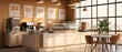 © AI Digital Artist - The interior of a clean and bright coffee shop with a combination of brown and beige colors