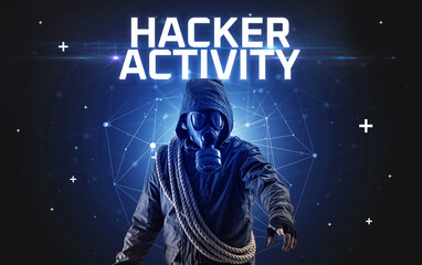 Wall Mural - Mysterious hacker, online attack concept