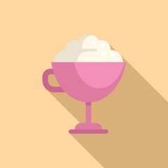 Canvas Print - Pink crispy ice cream icon flat vector. Chocolate shake. Waffle milk