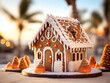 Gingerbread house for Christmas with a nod to the Southern California lifestyle of mild winter weather.