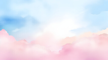 Wall Mural - watercolor pastel pink with tranquil sky blue
