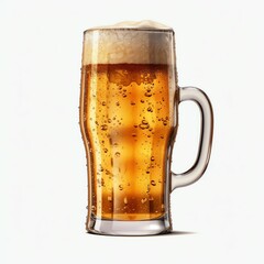 A glass of cold fresh beer with cap of foam. Splash of foam with tasty american beer. Beer day