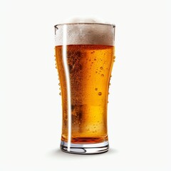 A glass of cold fresh beer with cap of foam. Splash of foam with tasty american beer. Beer day