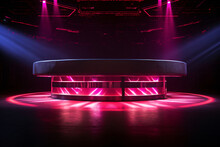 Illuminated Empty VIP Table Close-up, The Interior Of A High-energy Nightclub With Dynamic Lighting And A Backdrop Of Dancing Silhouettes, Ready For A Glamorous Night Out Promotion.