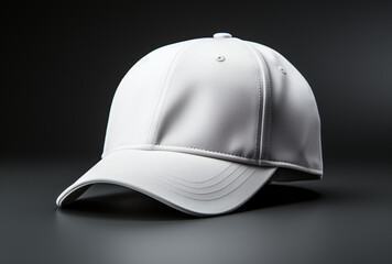 Wall Mural - mock up Plain white baseball cap, black background. AI generated Images