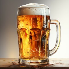 A glass of cold fresh beer with cap of foam. Splash of foam with tasty american beer. Beer day