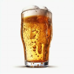 A glass of cold fresh beer with cap of foam. Splash of foam with tasty american beer. Beer day