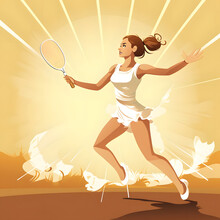 A Clipart Of A Female Badminton Player Smashing The Shuttlecock Generative AI