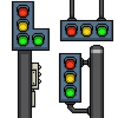 Sticker - pixel art street traffic light