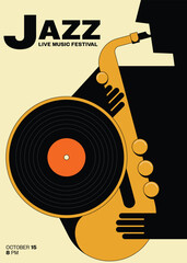 Wall Mural - Jazz music festival poster template design background modern vintage retro style