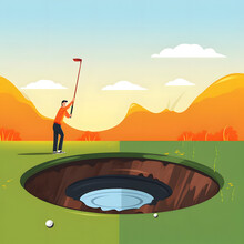 A Clipart Of A Male Golfer Sinking A Hole-in-one Generative AI