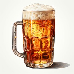 A glass of cold fresh beer with cap of foam. Splash of foam with tasty american beer. Beer day