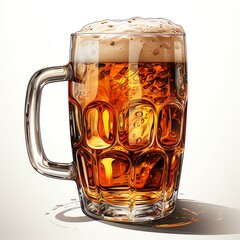 A glass of cold fresh beer with cap of foam. Splash of foam with tasty american beer. Beer day