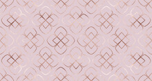 Abstract Geometric Seamless Pattern Ornament Design With Rose Gold Rhombus Tiles.