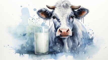 Wall Mural - World Milk Day June 1 watercolor style Generative AI