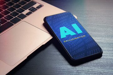 AI Hallucination - AI lying and making mistakes, LLM misinterprets. AI Hallucination, Big Data and Artificial Intelligence Hallucination concept