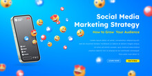 social media emoji banner marketing seo illustration
