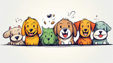 Fototapeta Dziecięca - illustration happy dogs background. Generative AI.