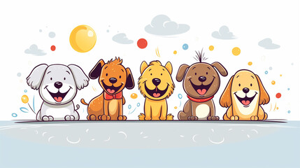 illustration happy dogs background. Generative AI.