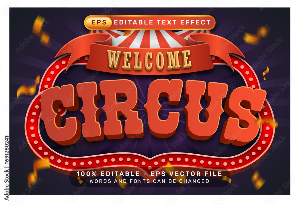 circus 3d text effect and editable text effect with tent and border ...