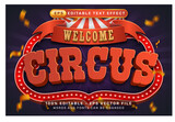 Fototapeta  - circus 3d text effect and editable text effect with tent and border show