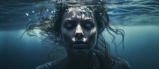 Poster - Ghostly woman submerged in water